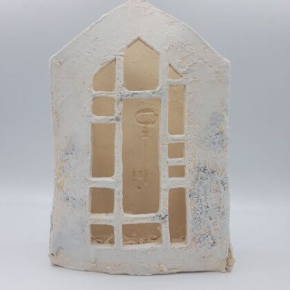 "The Key" 28x18x7 cm. Stoneware clay, glaze 1240°C, in the exhibition "The sea opposite 1922-2022" dedicated to 100 years since the Asia Minor Catastrophe